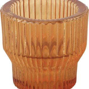 Vinding telysholder bølgeglass orange 5cm