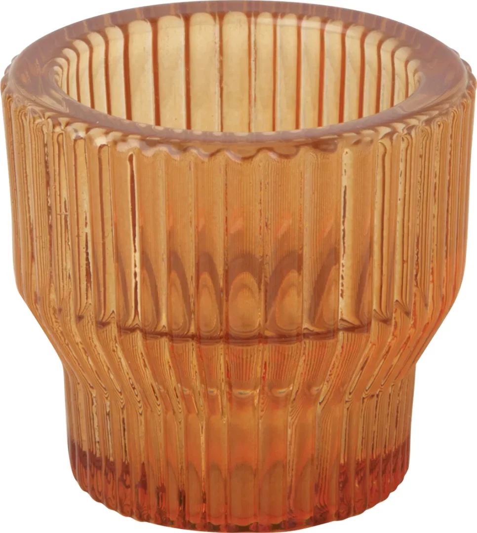 Vinding telysholder bølgeglass orange 5cm