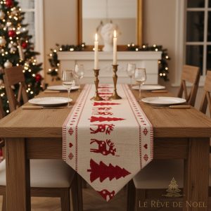 Rød og hvit julebordløper