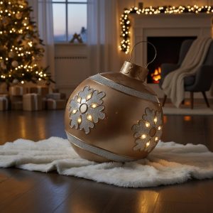 Oppblåsbar julekule 60 cm – gullsnøfnugg